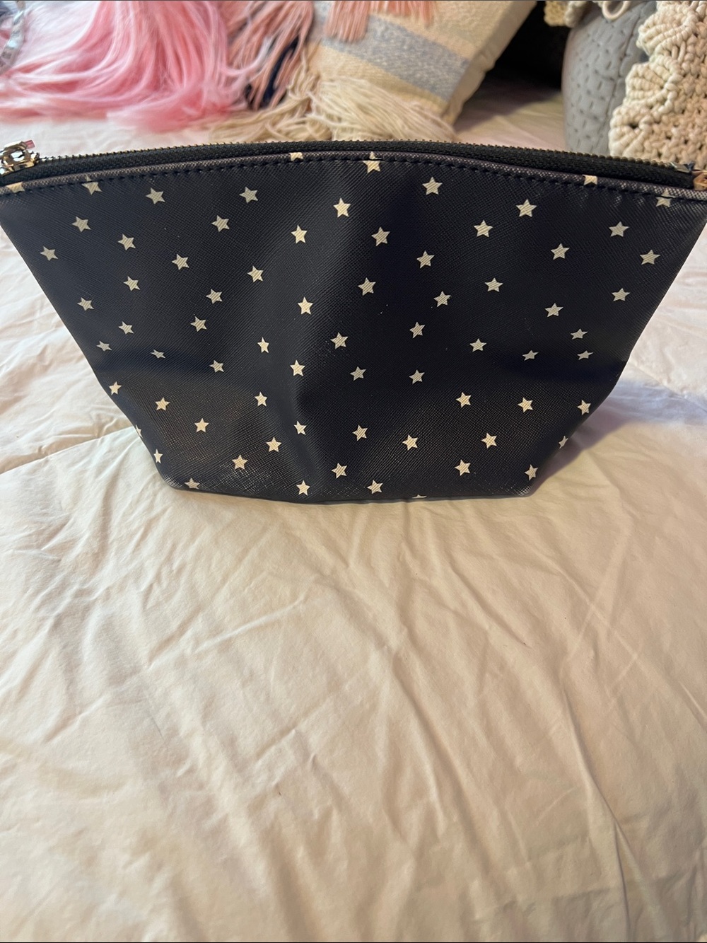 Neiman Marcus Navy Star-Print Cosmetic Pouch